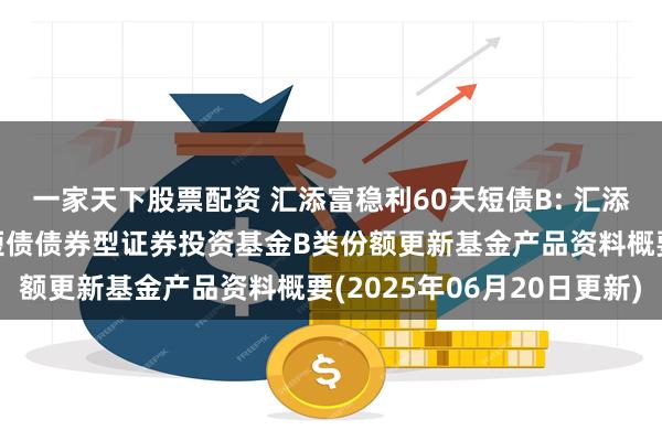 一家天下股票配资 汇添富稳利60天短债B: 汇添富稳利60天滚动持有短债债券型证券投资基金B类份额更新基金产品资料概要(2025年06月20日更新)